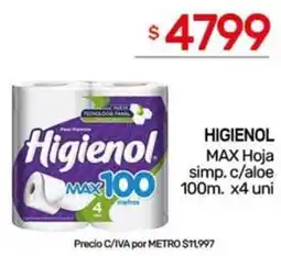 Nini Mayorista Higienol max hoja simp. c/aloe oferta