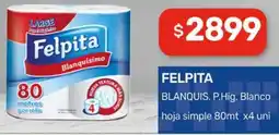 Nini Mayorista Felpita blanquis. p.hig. blanco hoja simple oferta