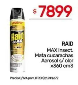 Nini Mayorista Raid max insect. mata cucarachas aerosol s/olor oferta