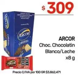 Nini Mayorista Arcor choc. chocolatin blanco/leche oferta