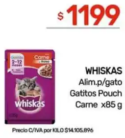 Nini Mayorista Whiskas alim.p/gato gatitos pouch carne oferta