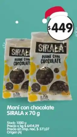 Supermercados Buenos Días Sirala maní con chocolate oferta