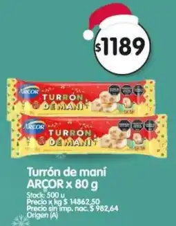 Supermercados Buenos Días Arcor turrón de maní oferta