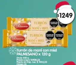 Supermercados Buenos Días Palmesano turrón de maní con miel oferta