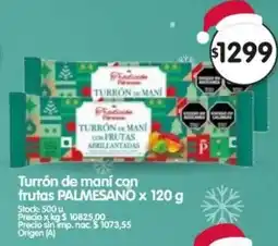 Supermercados Buenos Días Palmesano turrón de mani con frutas oferta