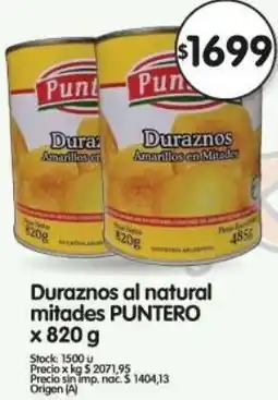 Supermercados Buenos Días Puntero duraznos al natural mitades oferta