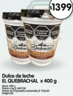 Supermercados Buenos Días El quebrachal dulce de leche oferta
