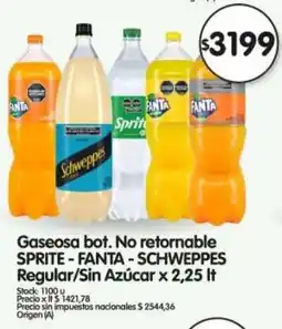 Supermercados Buenos Días Sprite-fanta - schweppes gaseosa bot. no retornable regular/sin azúcar oferta