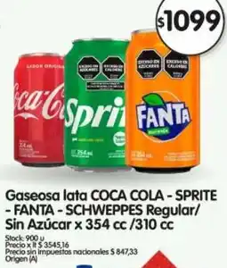Supermercados Buenos Días Coca cola - sprite -fanta-schweppes gaseosa lata regular/ sin azúcar oferta