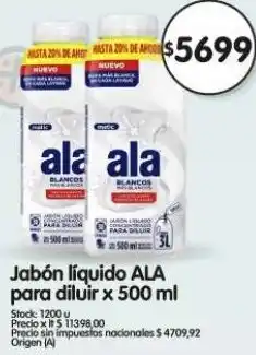 Supermercados Buenos Días Ala jabón líquido para diluir oferta