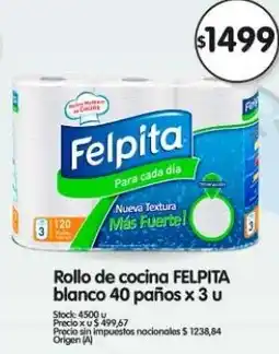 Supermercados Buenos Días Felpita rollo de cocina blanco oferta