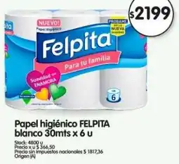 Supermercados Buenos Días Felpita papel higiénico blanco oferta