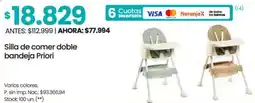 Changomas Priori silla de comer doble bandeja oferta