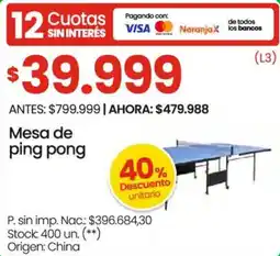 Changomas Mesa de ping pong oferta