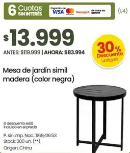 Changomas Mesa de jardín simil madera oferta