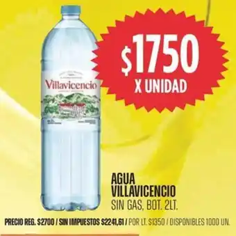 Villavicencio agua sin gas, bot.