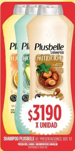 Supermercados Vea Plusbelle shampoo vs. presentaciones, bot. oferta
