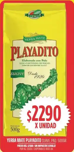 Supermercados Vea Playadito yerba mate suave, paq. oferta