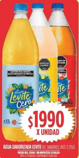 Supermercados Vea Levite agua saborizada vs. sabores, bot. oferta