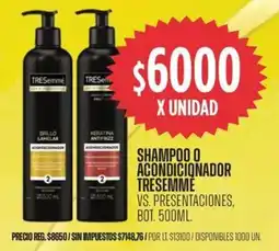 Supermercados Vea Tresemmé shampoo o acondicionador vs. presentaciones, bot. oferta