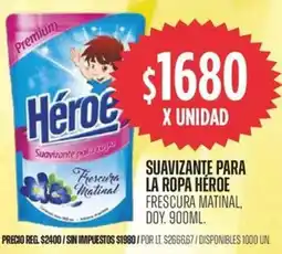 Supermercados Vea Héroe suavizante para la ropa frescura matinal, doy. oferta