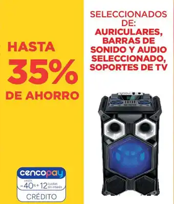 Auriculares, barras de sonido y audio seleccionado, soportes de tv