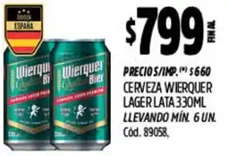 Supermercados Yaguar Wierquer cerveza lager lata oferta