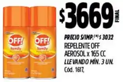 Supermercados Yaguar Off! repelente aerosol oferta