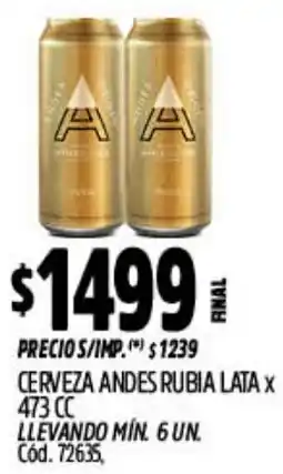 Supermercados Yaguar Andes cerveza rubia lata oferta