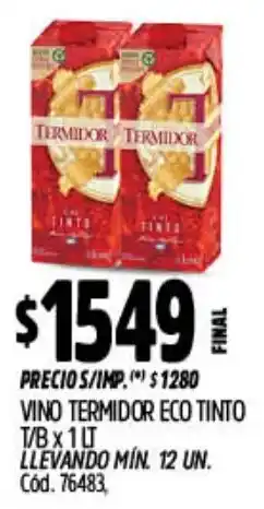Supermercados Yaguar Termidor vino eco tinto t/b oferta
