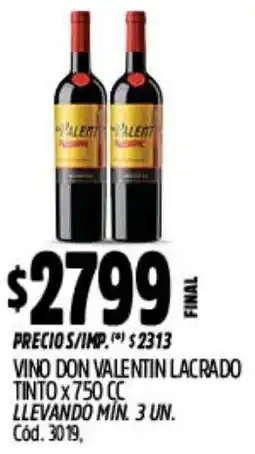Supermercados Yaguar Don valentin vino lacrado tinto oferta