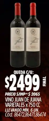 Supermercados Yaguar Juan de juana vino varietales oferta