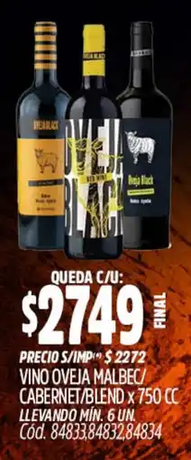 Supermercados Yaguar Oveja vino malbec/ cabernet/blend oferta