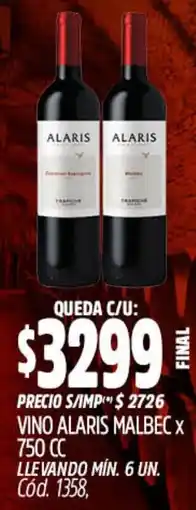 Supermercados Yaguar Alaris vino malbec oferta
