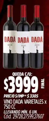 Supermercados Yaguar Dada vino varietales oferta