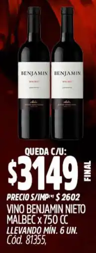 Supermercados Yaguar Benjamin nieto vino malbec oferta