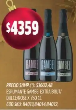 Supermercados Yaguar Gambei espumante extra brut/ dulce/rose oferta