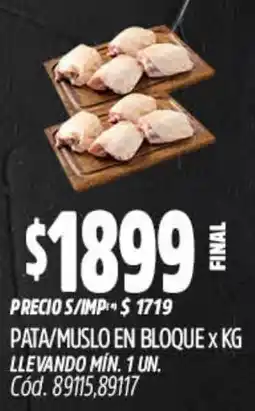 Supermercados Yaguar Pata/muslo en bloque oferta