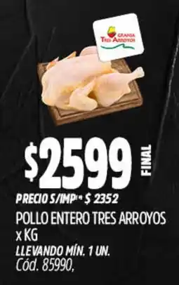 Supermercados Yaguar Entero tres arroyos pollo oferta