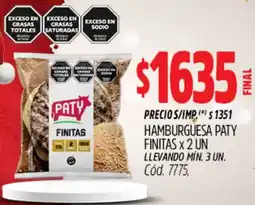 Supermercados Yaguar Paty hamburguesa finitas oferta