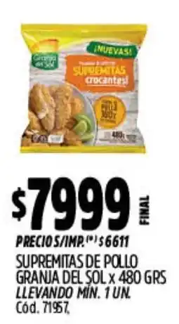Supermercados Yaguar Supremitas de pollo granja del sol oferta