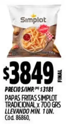 Supermercados Yaguar Simplot papas fritas tradicional oferta