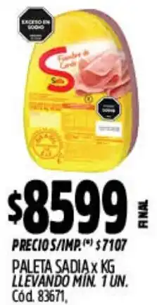 Supermercados Yaguar Sadia paleta oferta