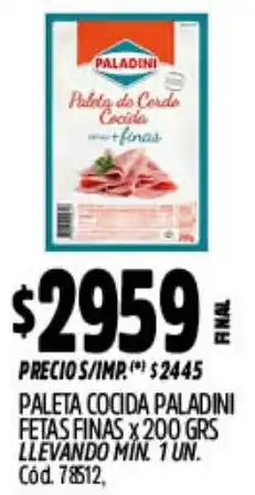 Supermercados Yaguar Paladini paleta cocida fetas finas oferta