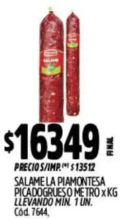 Supermercados Yaguar Salame la piamontesa picadogrueso metro oferta