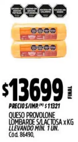 Supermercados Yaguar Provolone queso lombarde s/lactosa oferta
