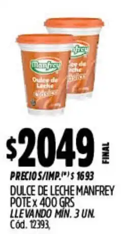 Supermercados Yaguar Manfrey dulce de leche pote oferta