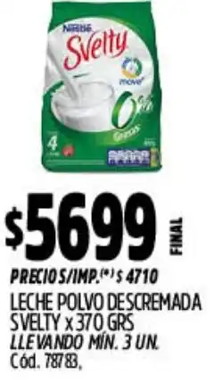 Supermercados Yaguar Nestlé svelty leche polvo descremada oferta