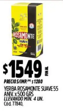 Supermercados Yaguar Rosamonte yerba suave 55 aniv. oferta