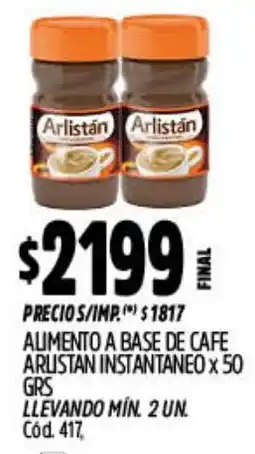 Supermercados Yaguar Arlistán alimento a base de cafe instantaneo oferta